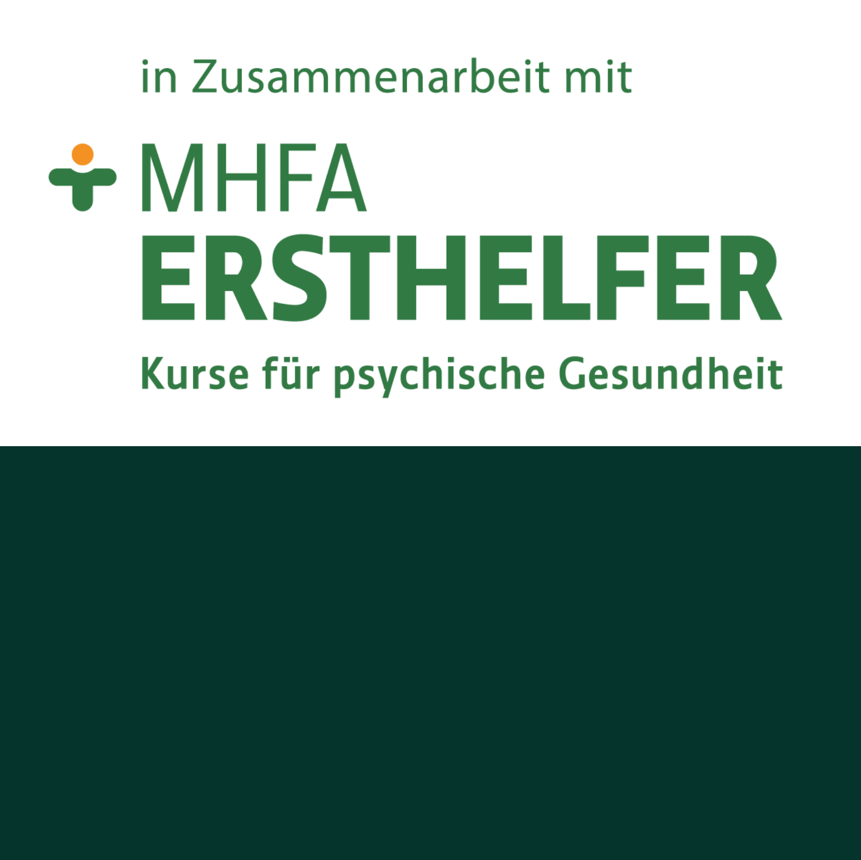 Logo: in Zusammenarbeit mit MHFA Ersthelfer – Kurse für psychische Gesundheit